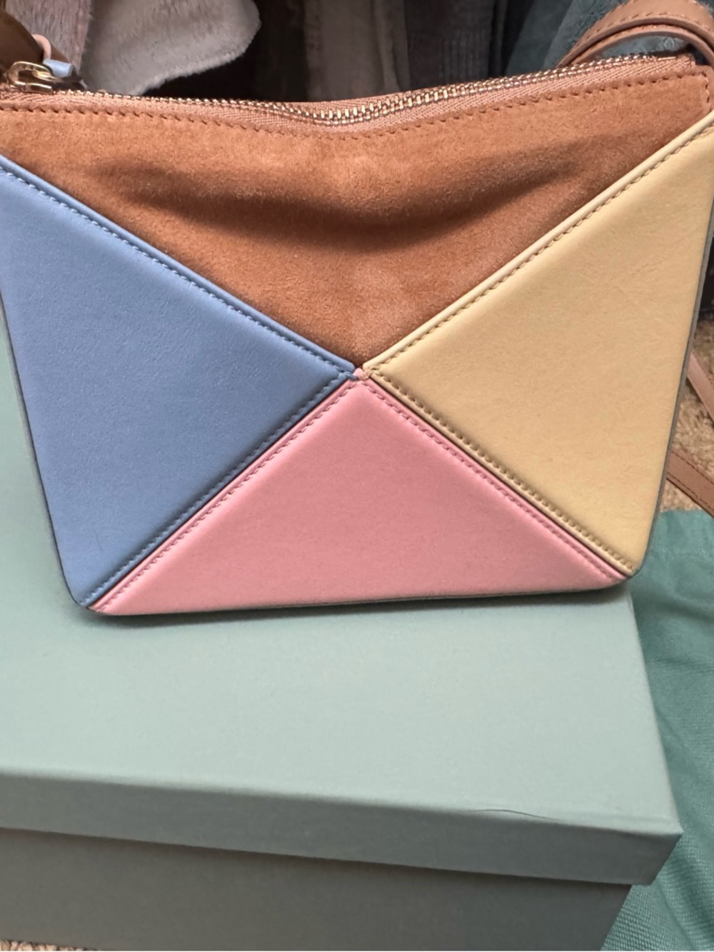 mlouye Pastel Colorblock Triangle Crossbody Bag BNWT Micro**** flex in Gummy